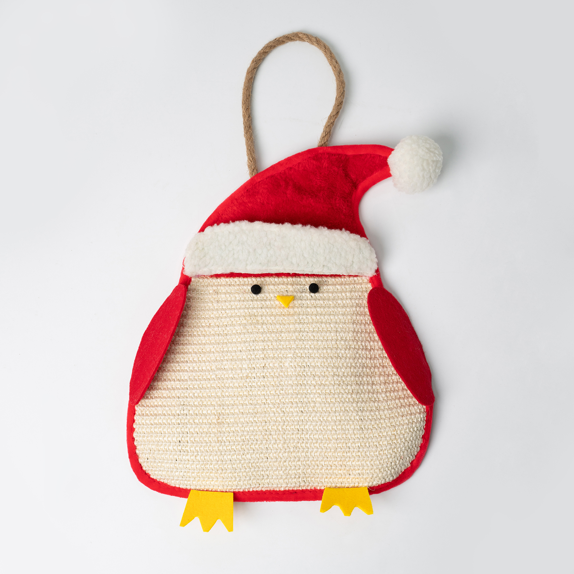 Mujer de sisal de gato de pingüino navideño